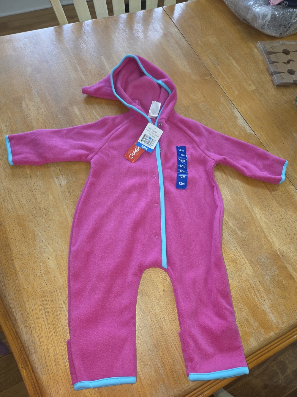 Unbranded Kids Pink Fleece One-Piece with Hood